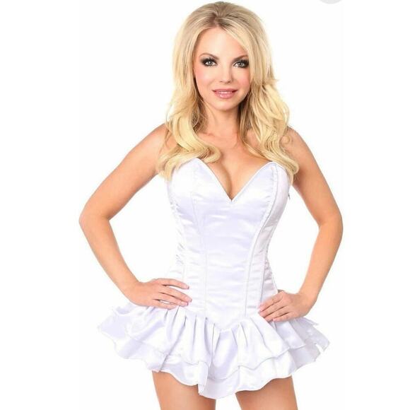 🦋B2G1🦋DAISY CORSETS Top Drawer White Satin Steel Boned Corset BRIDAL Dress